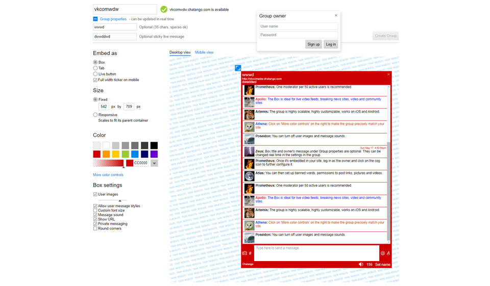 Chatango The mobile application