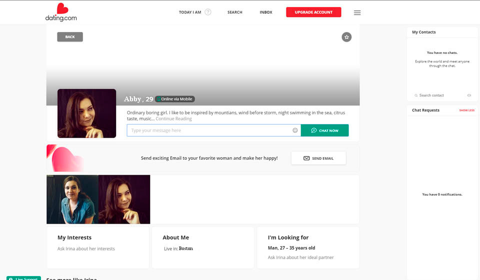 Rejestracja na Dating.com