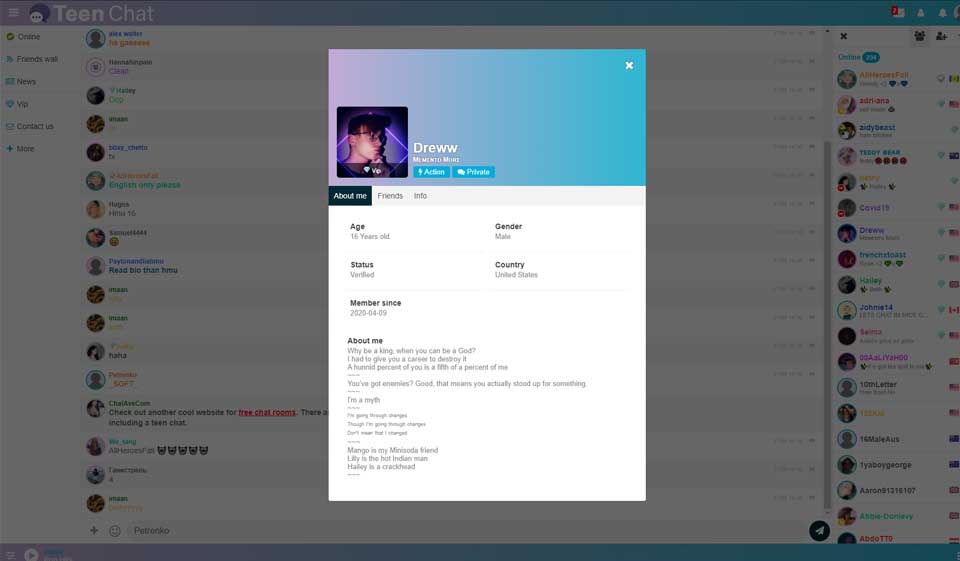 TeenChat Profil kalitesi hakkında konuşalım