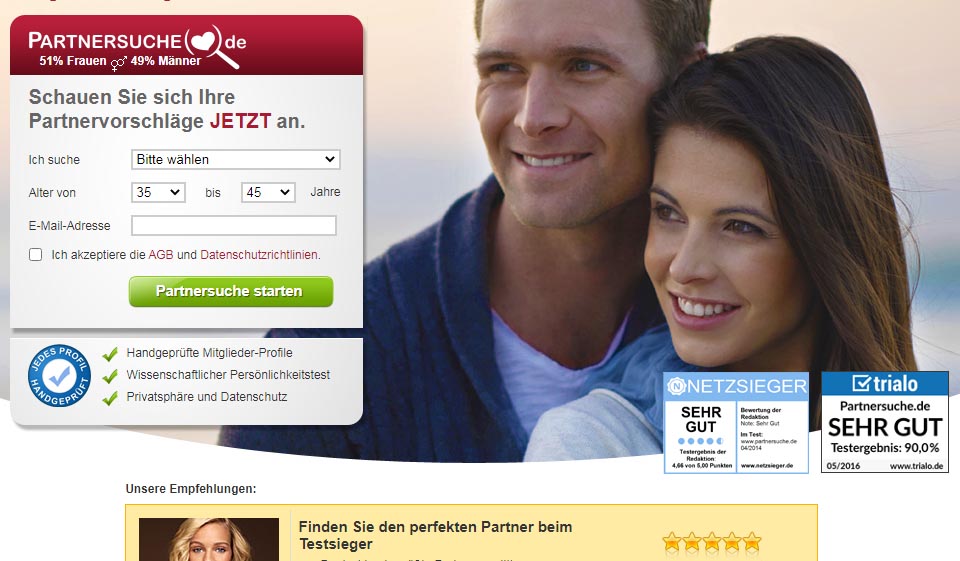 Partnervermittlung-Sites: Partnersuche.de