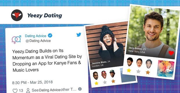 Yeezy.Dating buduje swój rozmach jako wirusowa strona randkowa, upuszczając aplikację dla fanów Kanye i miłośników muzyki